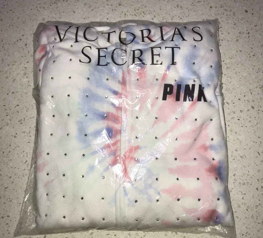 VS VICTORIAS SECRET PINK BLING PERFECT FULL-ZIP HOODIE SWEATER JACKET TOP XS